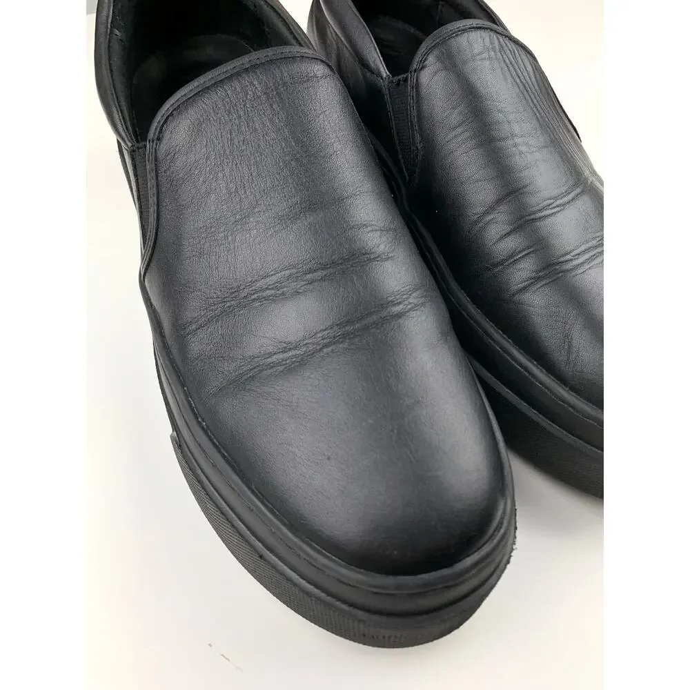 J Slides NYC Platform Loafers Slip On Black Leather Casual Sneakers Women's 10